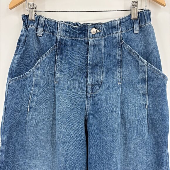 Free People We The Free La Vida Pull-On Jeans Bijou Blue, Sz Small, Boho Relaxed - Picture 6 of 13